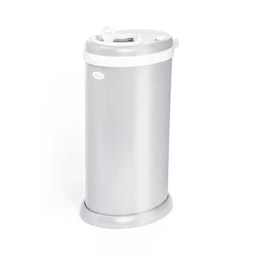 Ubbi Stainless Steel Diaper Pail, No Special Bags, Odor-Locking, Gray | Award-Winning Registry Must-Have, Childproof Safety Lid with Lock, Holds Up To 55 Newborn Diapers, Modern Nursery Essential