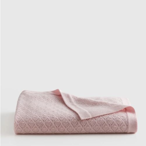 Washable Cashmere Pointelle Baby Blanket in Minimal Pink