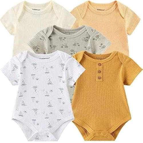 3-6M Baby Unisex Cotton One-Piece Bodysuits Baby Gift 5-Pack Baby Clothes