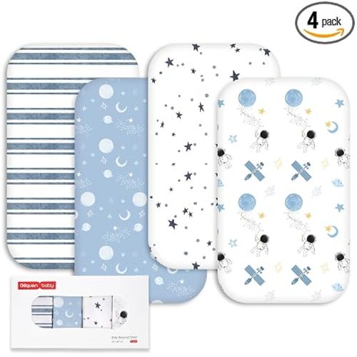 Gllquen Baby Bedside Sleeper Bassinet Sheets 33x20 Inch 4 Pack Girl Boy