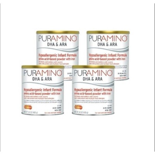 4 Cans Puramino DHA & ARA Hypoallergenic Infant Formula Powder 14.1OZ EXP 3027
