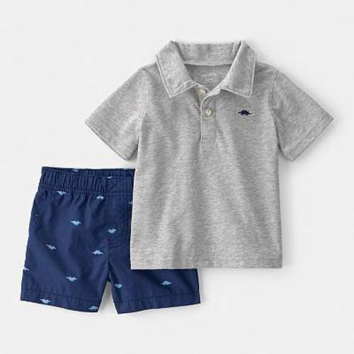 Baby Boy Carter's 2-Piece Dinosaur Polo & Shorts Set