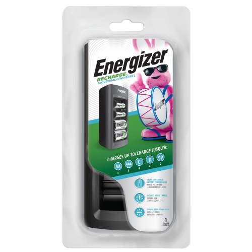 Energizer Recharge Universal Charger for NiMH Rechargeable, AA and 9V Batteries Black