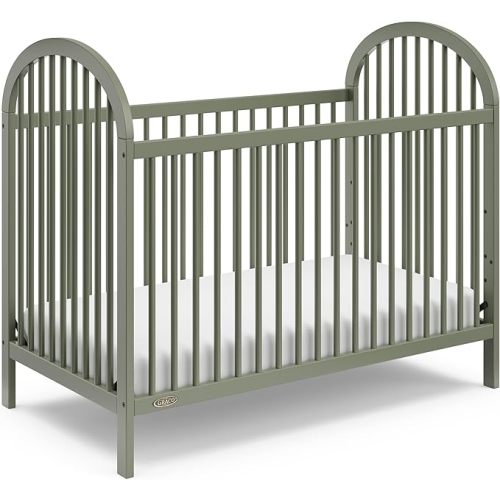 Graco Olivia Convertible Crib (Olive) – GREENGUARD Gold Certified, 100% Solid Wood, Fits Standard Crib Mattress, Converts to Toddler Bed and Daybed, 4 Adjustable Mattress Heights