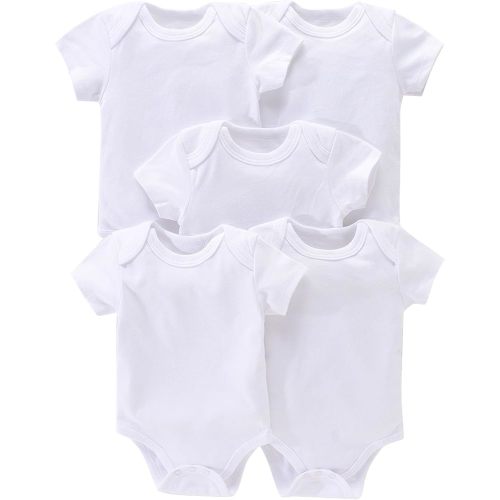 JYHOPE 5-Pack Newborn Infant Short Sleeve Pure Color Romper Bodysuit For Baby Girls And Boys Toddler Summer Clothes