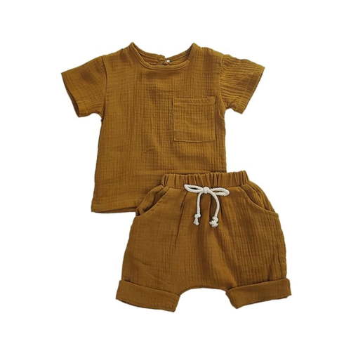 PEACNNG Organic Cotton Baby Clothes Set Summer Casual Tops Shorts For Boys Girls Set Unisex Toddlers 2 Pieces Kids Baby 90cm(18-24M)