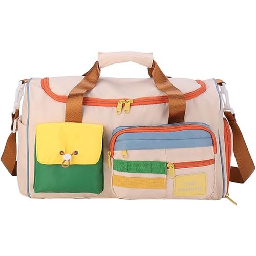 Small Gym Bag for Women, Travel Duffle Bag Carry On Weekender Bag with Shoe Compartment