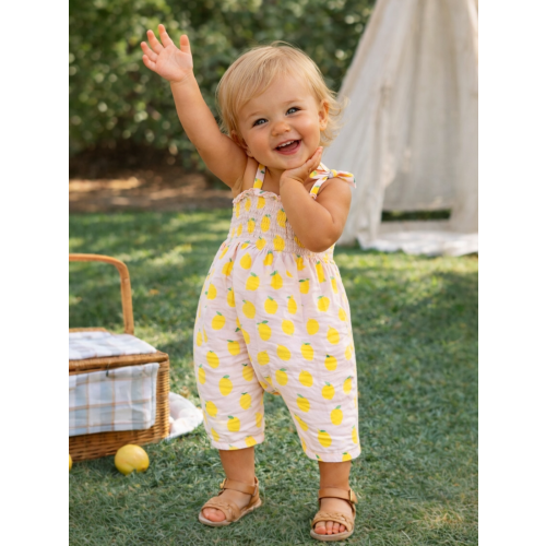 Lemon Sorbet / Muslin Smocked Jumpsuit