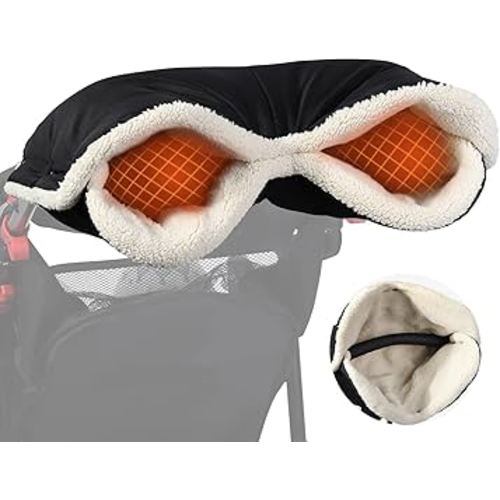 Orzbow Winter Stroller Gloves, Waterproof Mittens for Cold Weather With Berber Fleece, Universal Anti-freeze Hand Muffs, Easily Attaches to Stroller, for Parents and Caregivers, Cozy & Warm, Black