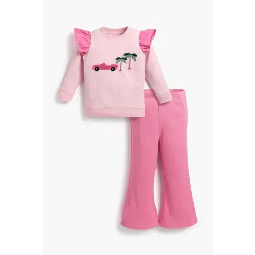 Double Ruffle Sweatshirt + Ribbed Flare Legging Set - Organic Baby, Toddler, & Kids Clothes - Monica + Andy