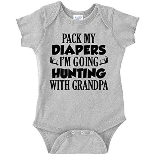Pack My Diapers I'm Going Hunting with Grandpa Baby One Piece or Toddler T-Shirt