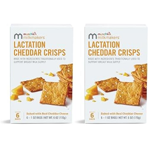 Munchkin® Milkmakers® Lactation Cheddar Crisps for Breastfeeding Moms with Oats and Flax, 6 Count (Pack of 2)