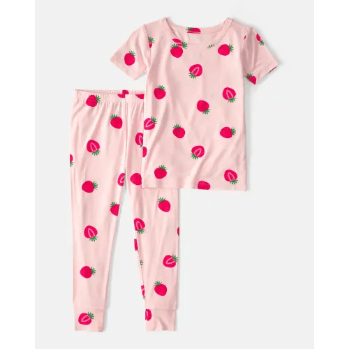 Baby Girl Strawberry PurelySoft 2-Piece Pajama Set - Pink | Carter's