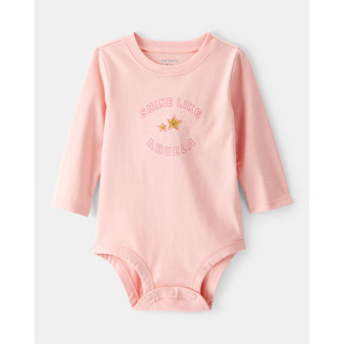 Baby Girl Shine Like Abuela Cotton Long-Sleeve Graphic Bodysuit - Pink - Carter's | Carter's
