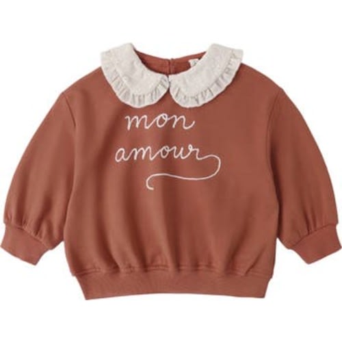 Mon Amour Cotton Collared Graphic Sweatshirt, 0-3M