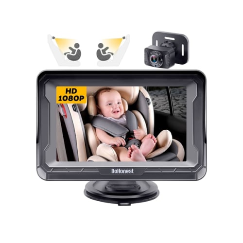 DoHonest Baby Car Camera HD 1080P - Rear-Facing Car Baby Monitor with Night Vision, Adjustable View Angle, Easy Setup, Anti-Glare Display, Safety for Kids & Infants