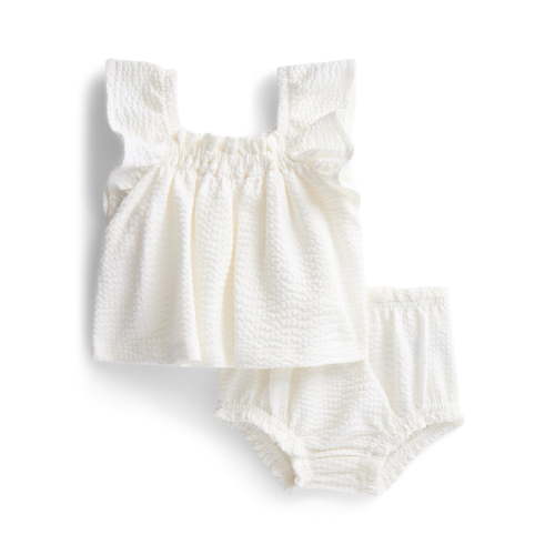 Wonder Nation Baby Girls Seersucker Romper & Bloomers with Flutter-Sleeve, 2-Piece Set, Sizes 0–24M