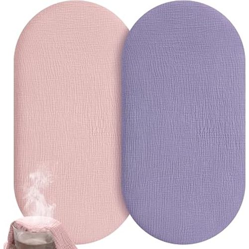 Muslin Bassinet Sheets Boy Girl, 100% Cotton Fitted Bassinet Sheet Set 2 Pack Bassinet Mattress Sheets Universal Fit for Rectangle, Round, Oval, Hourglass Mattress, Soft Breathable