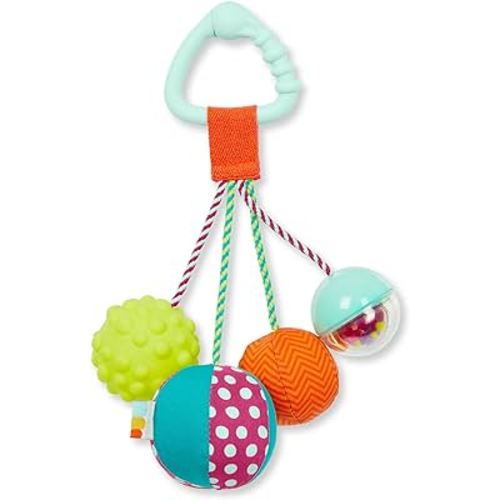 B. toys- B. baby- Sensory Baby Rattle – Baby Toy – 4 Balls & Clip – Colors, Textures & Sounds – Sounds So Squeezy- 3 Months +
