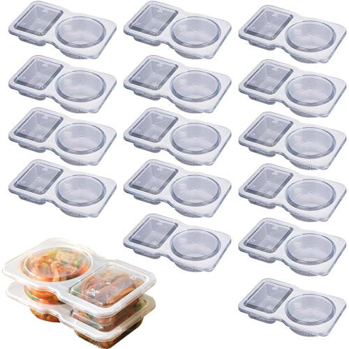 Double Compartment Condiment Container Double Condiment Containers with Lids 2 Compartment Snack Containers Double Compartment Snack Containers