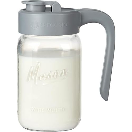 Mason Jar Pitcher, 32 oz (1 quart), Glass Pitcher with Lid