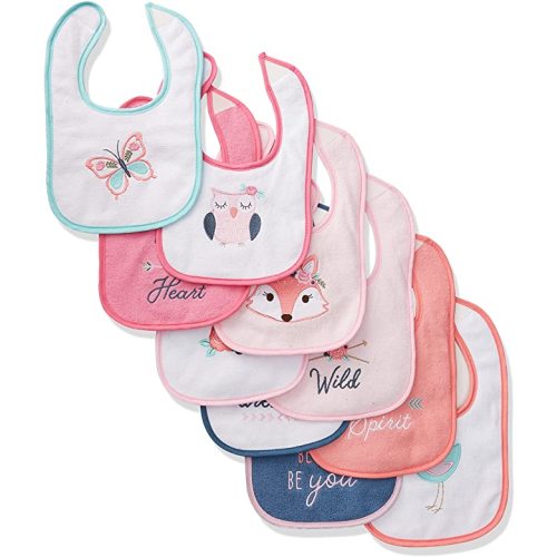 Hudson Baby Unisex Baby Cotton Terry Drooler Bibs With Fiber Filling