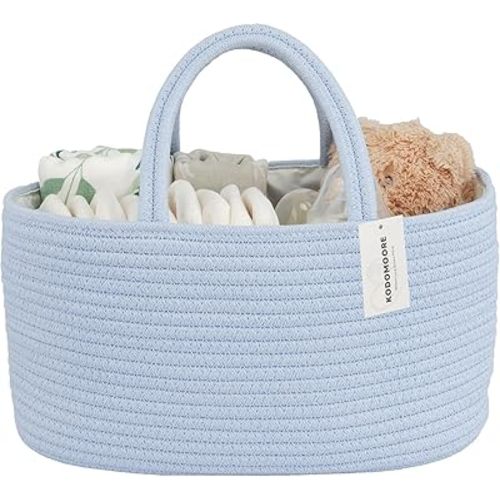 Diaper Caddy Organizer, Empty Gift Basket for Newborn Essentials, Baby Storage Basket, Stylish Gift Bag for Baby Shower, Boys and Girls – Large, Light Blue