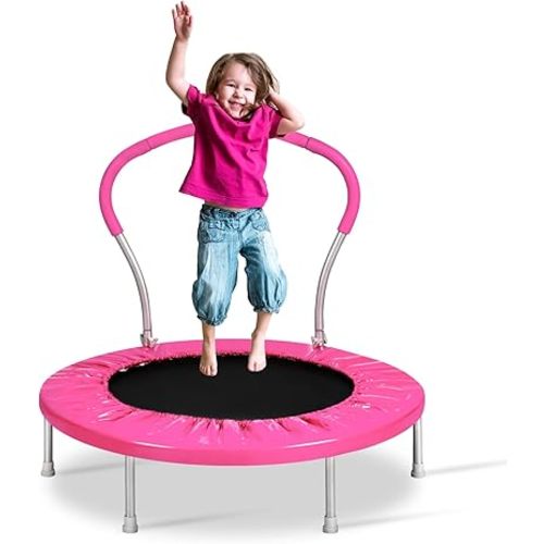 Lyromix Mini Trampoline for Kids, Indoor Toddler Trampoline with Handle, Child Small Rebounder Trampoline for Indoor and Outdoor Use
