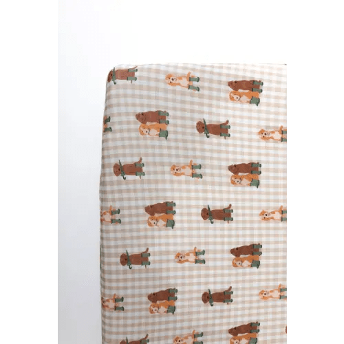Green Pup Friends Crib Sheet