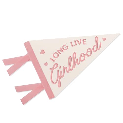 Baby Girl Nursery Decor, Long Live Girlhood Banner Sign for Kids Girls Room Decor Flags, Wall Pennants Preppy Navy Blue Wall Hanging Decor for Kids Toddler Girls Nursery Bedroom Room Playroom