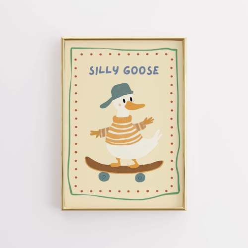 Silly Goose Nursery Wall Art - Funny Duck Print for Kids Room