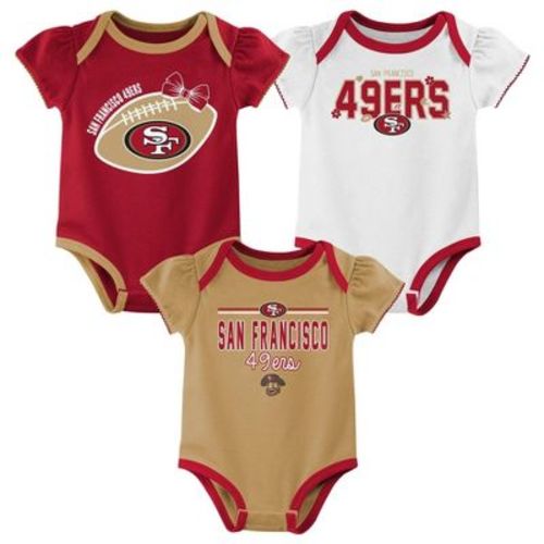 NFL San Francisco 49ers Girls' White 3pk Bodysuit