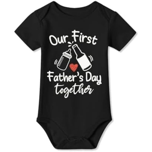 Baby Our First Father's Day Together Romper Bodysuit Newborn Infant Short Sleeve Onesie 0-12 Months