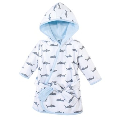 Hudson Baby Infant Boy Cotton Rich Bathrobe, Shark, 0-9 Months - Shark - 0-9 Months