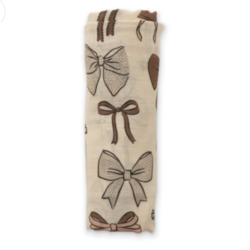 Baby Bows Bamboo Muslin Swaddle – Soft & Breathable Newborn Blanket by Ellie Sue