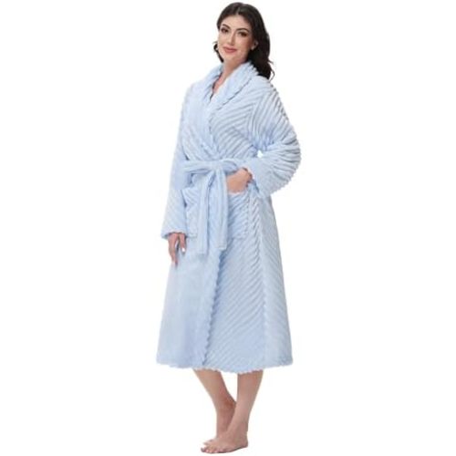 Yurhap Premium Robes for Women - Super Soft Cozy Fleece Womens Robe Plush Long Bathrobe
