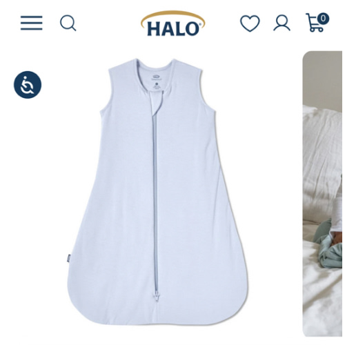 HALO - 1.5 TOG supersoft bamboo wearable blanket, double zipper sleeping bag with weighted feel - blue