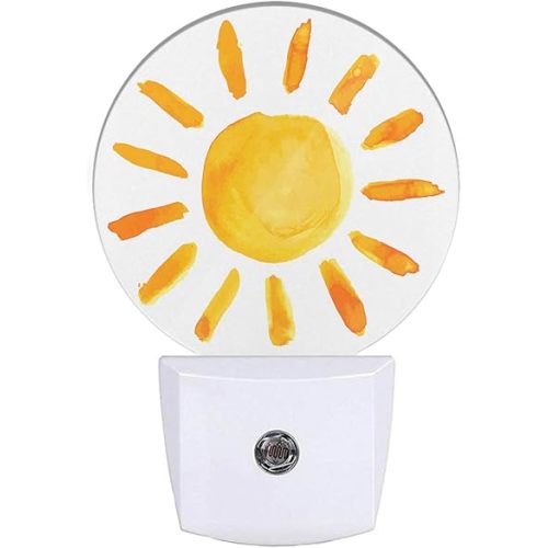 EKOBLA Watercolor Big Sun Night Light Sunny Day Bright Sunshine Night Lights Plug into Wall for Boys Girls, Led Lamp for Bathroom Bedroom, 0.5W Nightlight Sleep Friendly