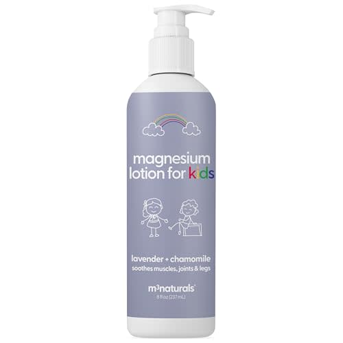 Lavender & Chamomile Magnesium Lotion for Kids & Babies, 8 fl oz by M3 | Soothes Tired Legs, Supports Restful Night's Sleep, Moisturizes & Hydrates Sensitive Skin, Gentle Body Lotion for Daily Use