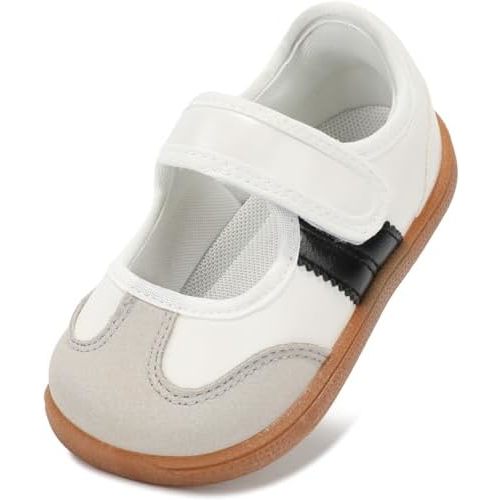 Toddler Girl Mary Jane Classic Sneakers Barefoot Walking Shoes for School with Hook and Loop