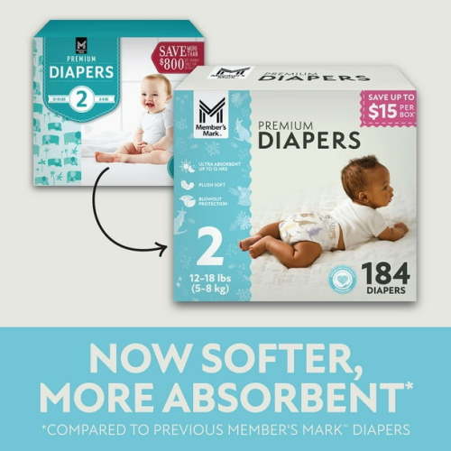 Member's Mark Premium Baby Diapers, Sizes Newborn - 8 - Samsclub.com