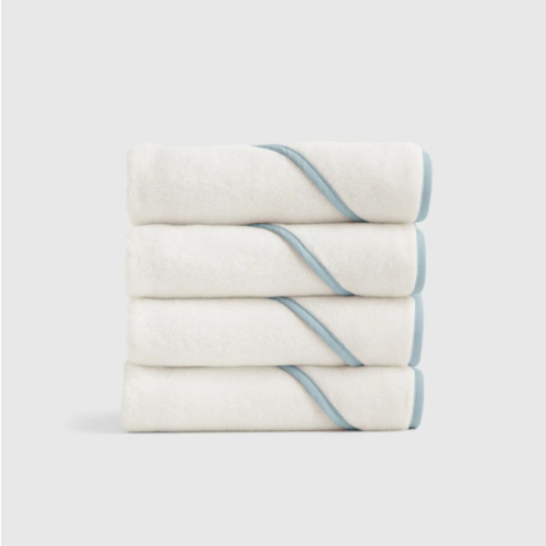 Organic Turkish Cotton Baby Hooded Towel Set 4-Pack in Light Blue