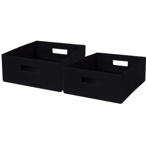 Better Homes & Gardens Half-Size Fabric Storage Bin, Black, 2 Pack