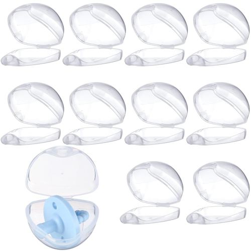 Treela 10 Pack Pacifier Case Pacifier Holder Case Clear Container Box for Baby Travel Transparent Clip Essential Accessories