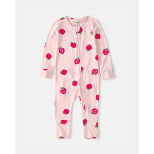Baby Girl Strawberry PurelySoft Sleep & Play Pajama - Pink | Carter's