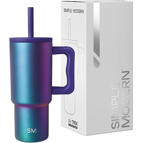 Simple Modern Kids 24 oz Tumbler with Handle and Silicone Straw Lid | Spill Proof and Leak Resistant | Reusable Stainless Steel Bottle | Gift for Kids Boys Girls | Trek Collection | Prism