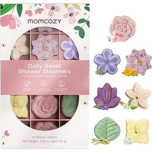 Momcozy 14-Pack Shower Steamers with 7 Floral Scents, Valentine’s Day Self Care Gifts for Her, Wife, Girlfriend & Mom, at-Home Spa Aromatherapy for Daily Showers, Stress Relief