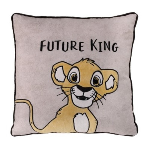 NoJo Disney Lion King Taupe and Gold Simba Future King Embroidered Decorative Pillow