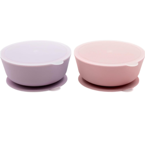 WeeSprout Suction Bowls for Baby & Toddlers (Set of 2) - 100% Silicone w/Plastic Lid - Leak Proof Feeding Supplies - Dishwasher & Microwave Safe Infant Dinnerware w/Extra Strong Base