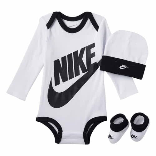 Nike Baby Long Sleeve Bodysuit, Hat and Booties 3 Piece Set